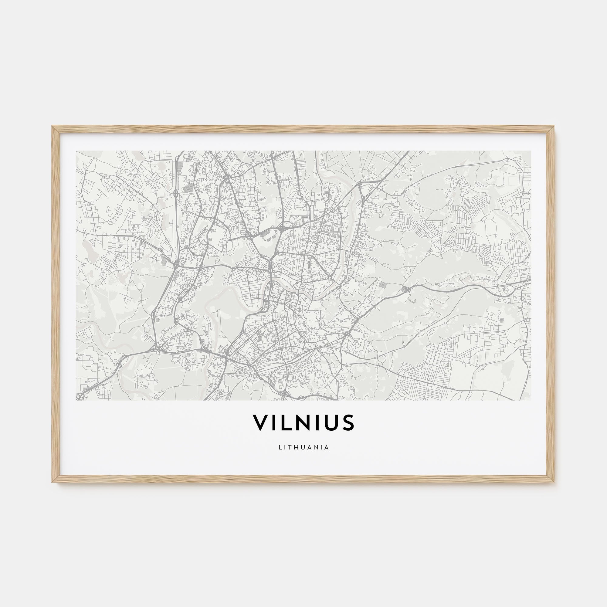 Vilnius Map Landscape Poster