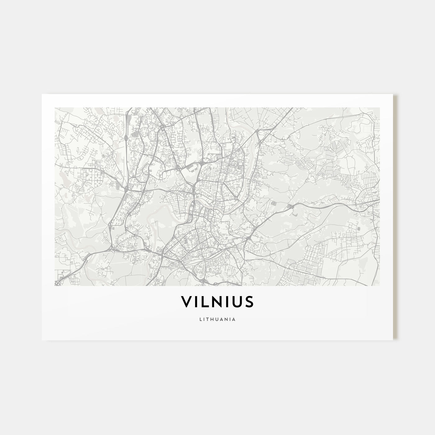 Vilnius Map Landscape Poster