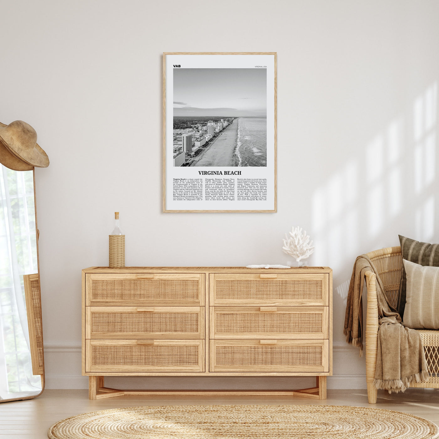 Virginia Beach Travel B&W Poster