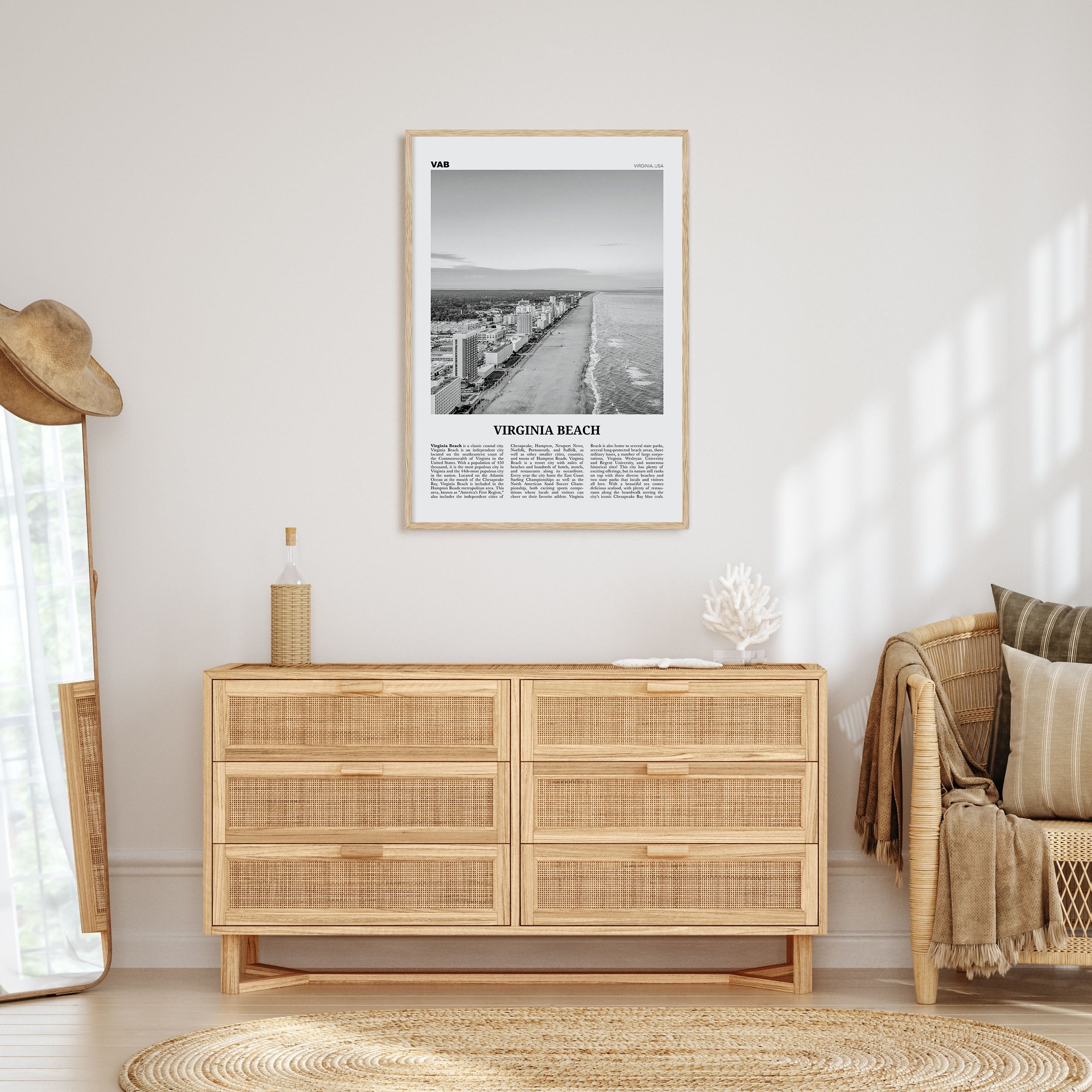 Virginia Beach Travel B&W Poster