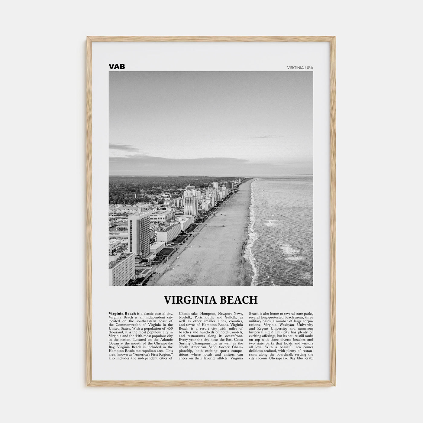 Virginia Beach Travel B&W Poster