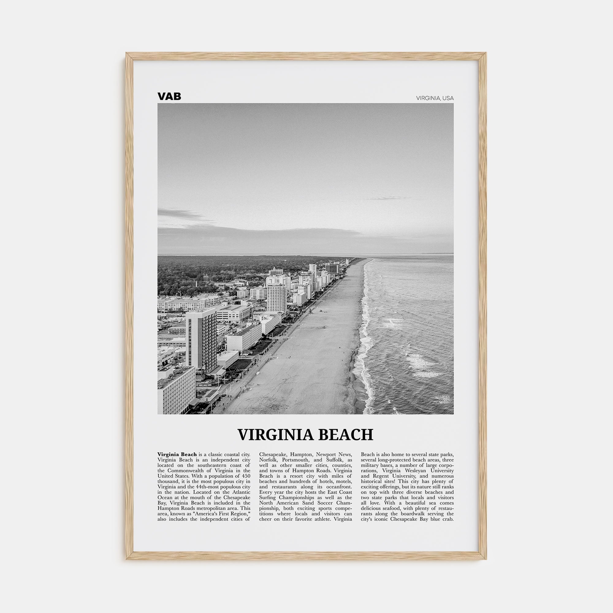 Virginia Beach Travel B&W Poster