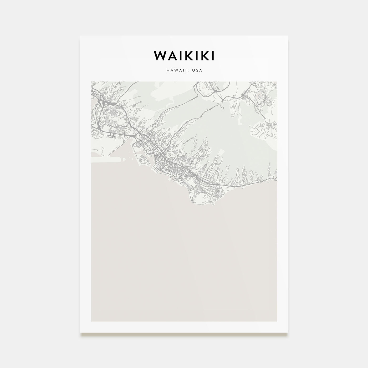 Waikiki Map Portrait Poster
