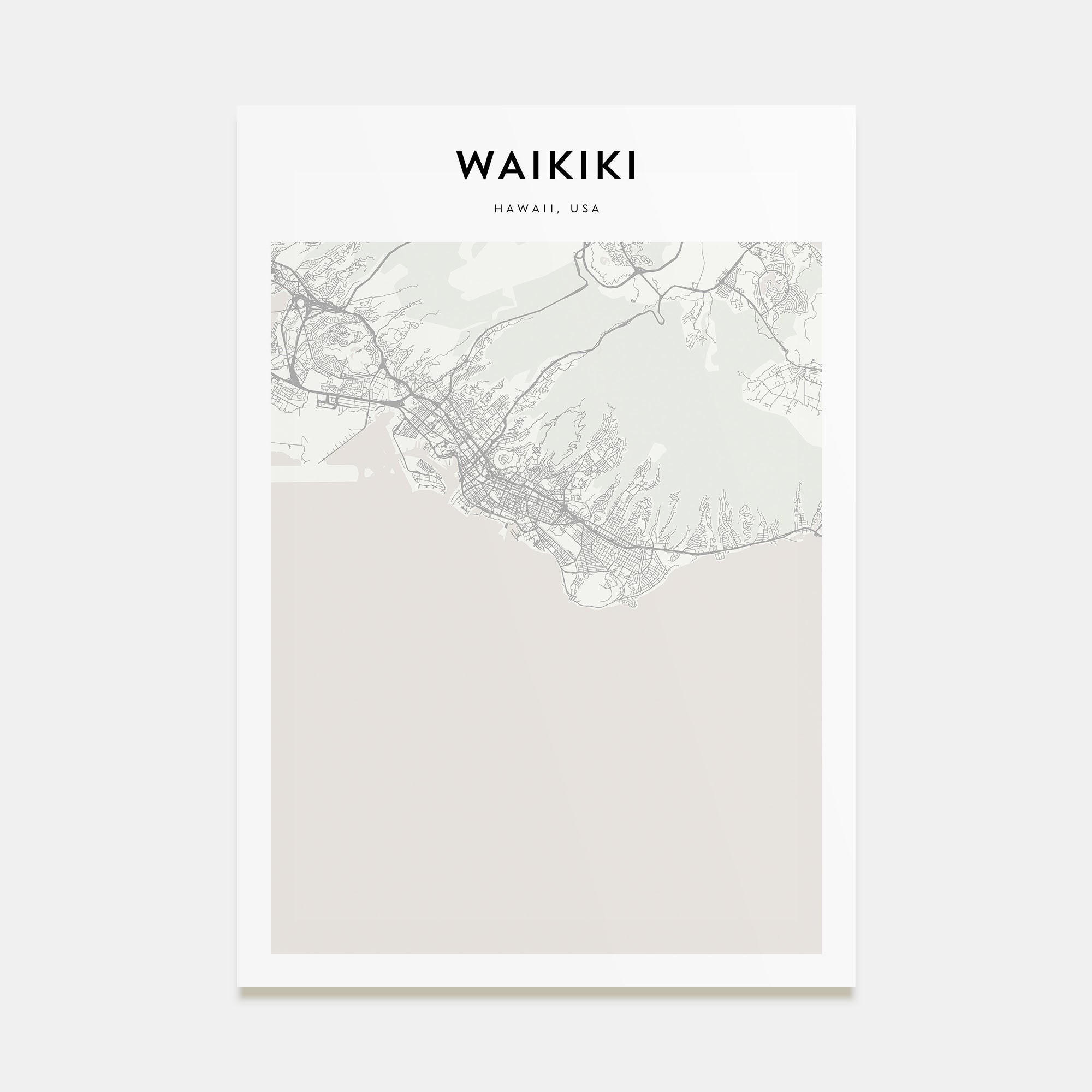 Waikiki Map Portrait Poster
