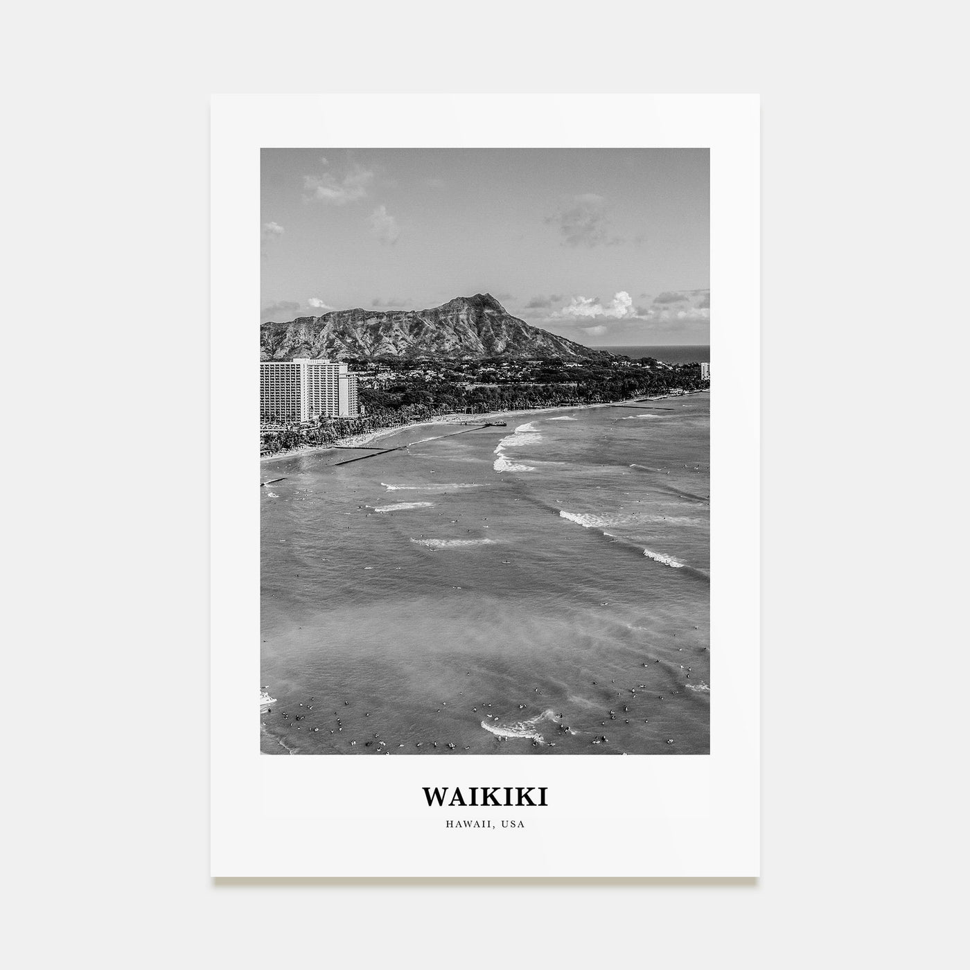 Waikiki Portrait B&W Poster