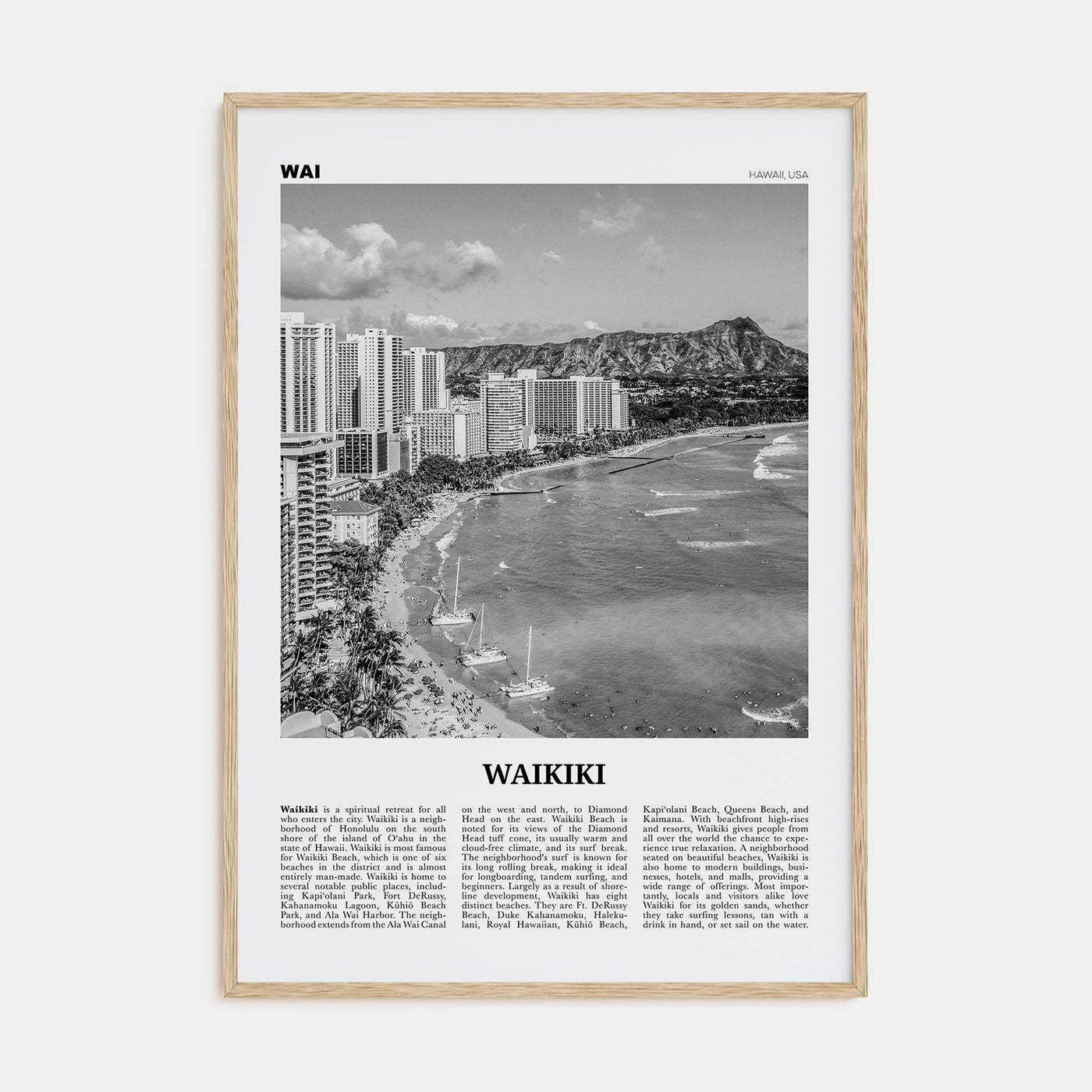 Waikiki Travel B&W Poster
