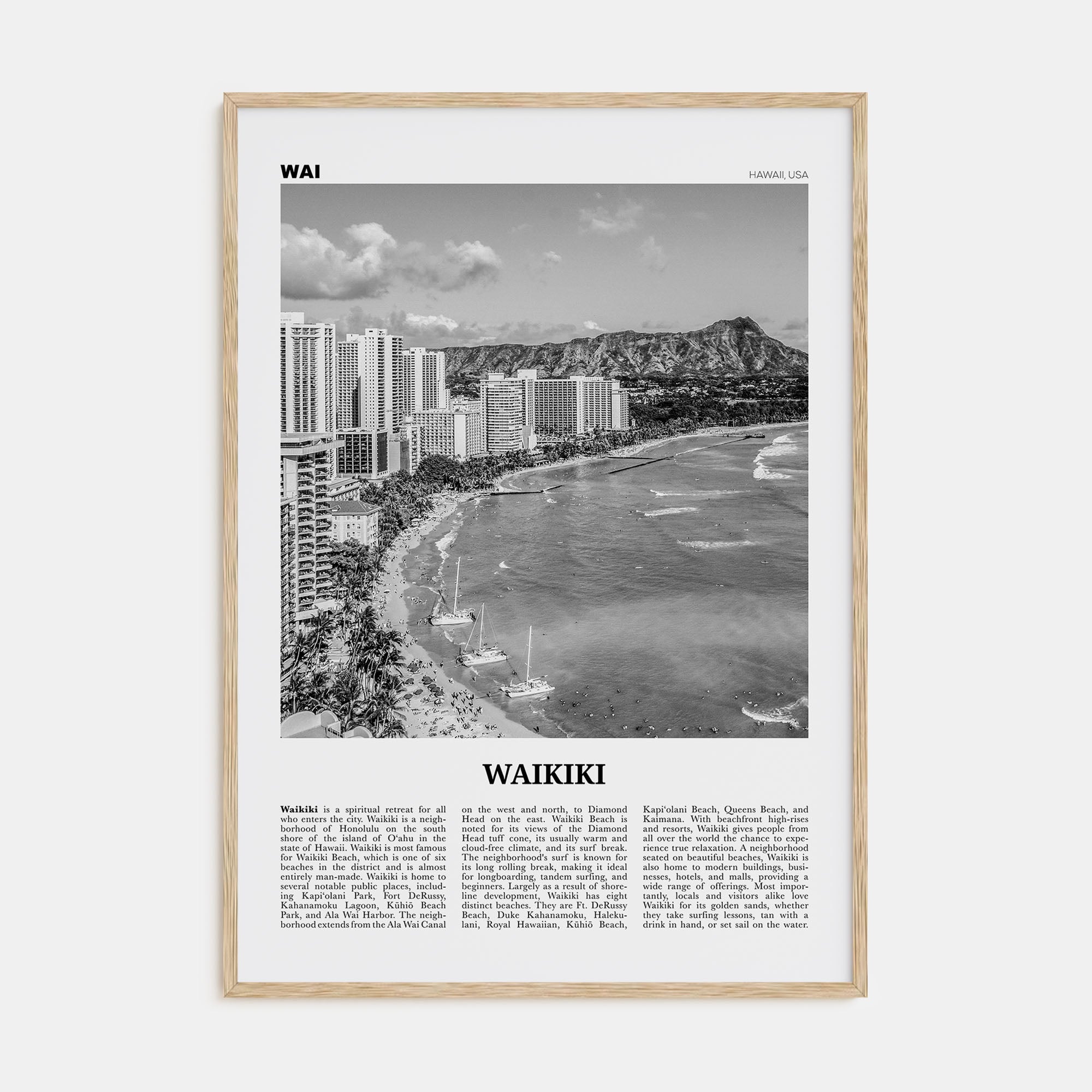 Waikiki Travel B&W Poster