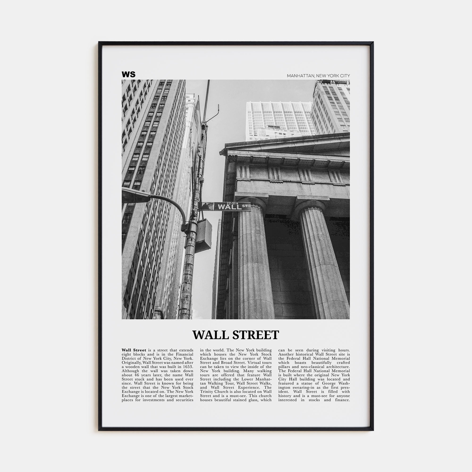 Wall Street Travel B&W Poster