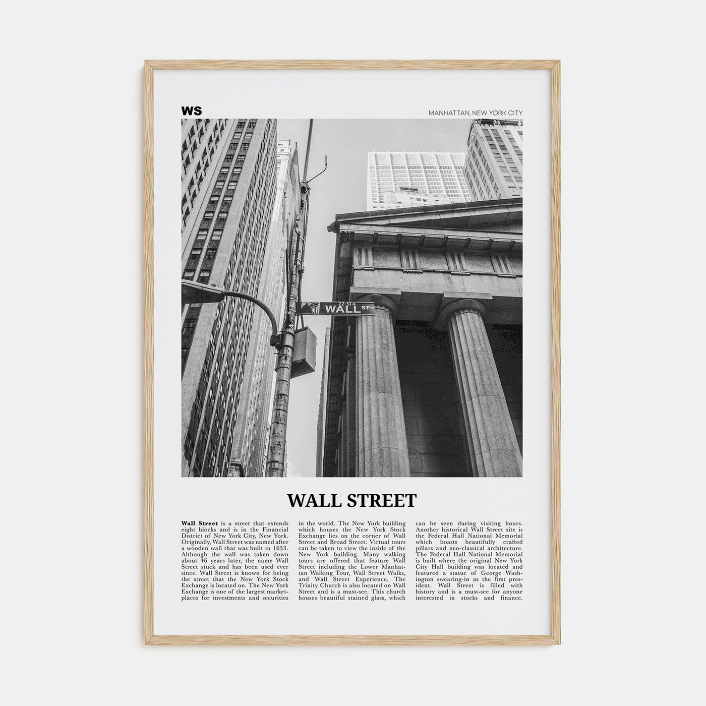 Wall Street Travel B&W Poster