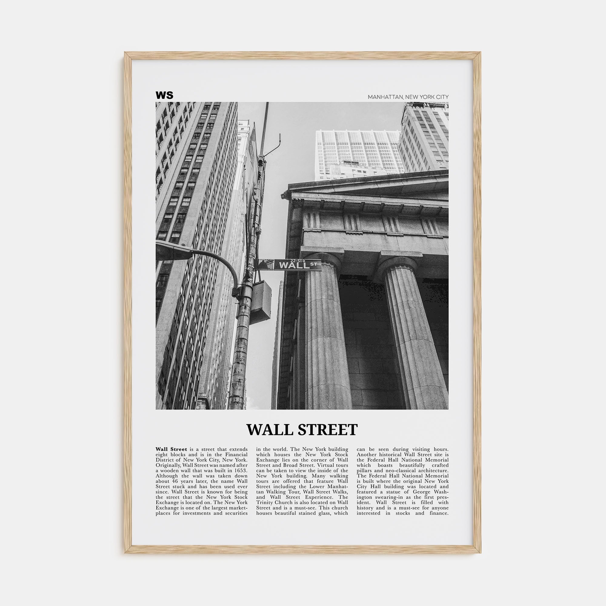 Wall Street Travel B&W Poster