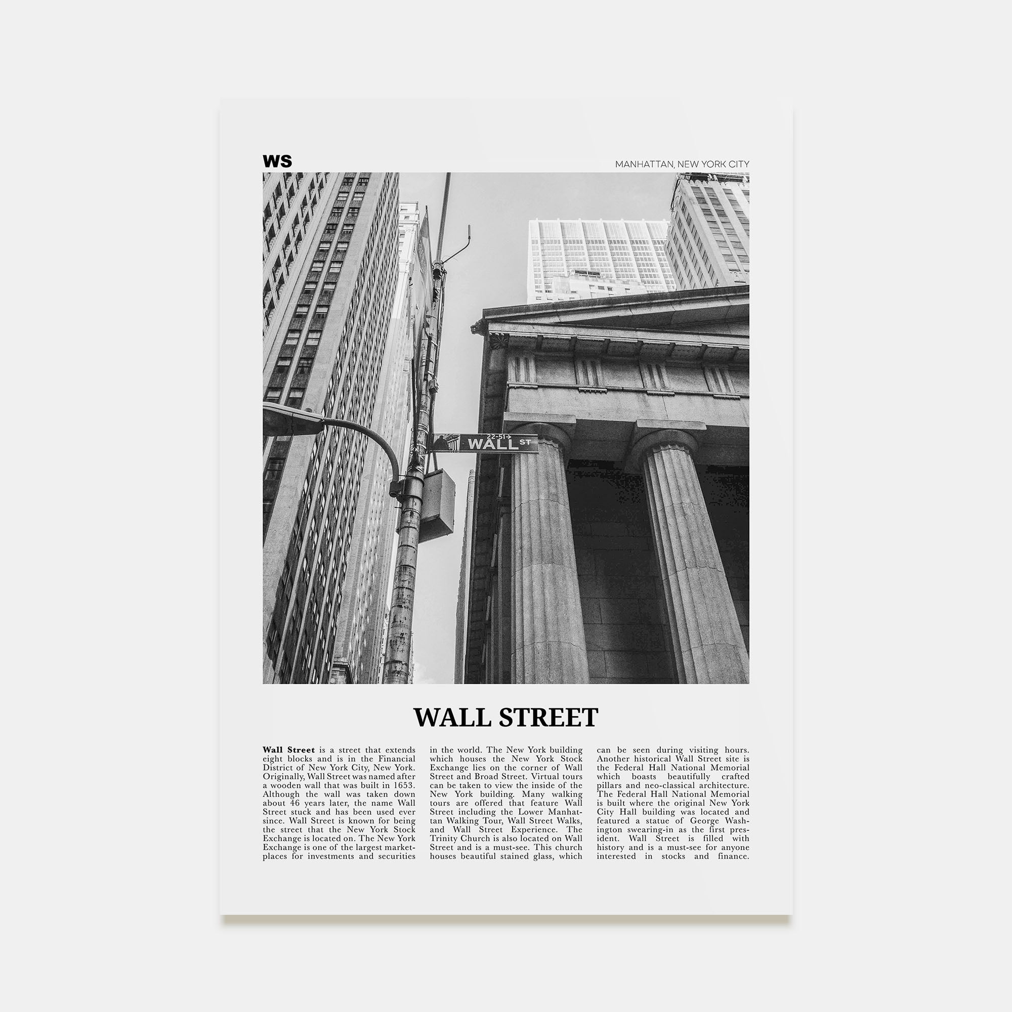 Wall Street Travel B&W Poster