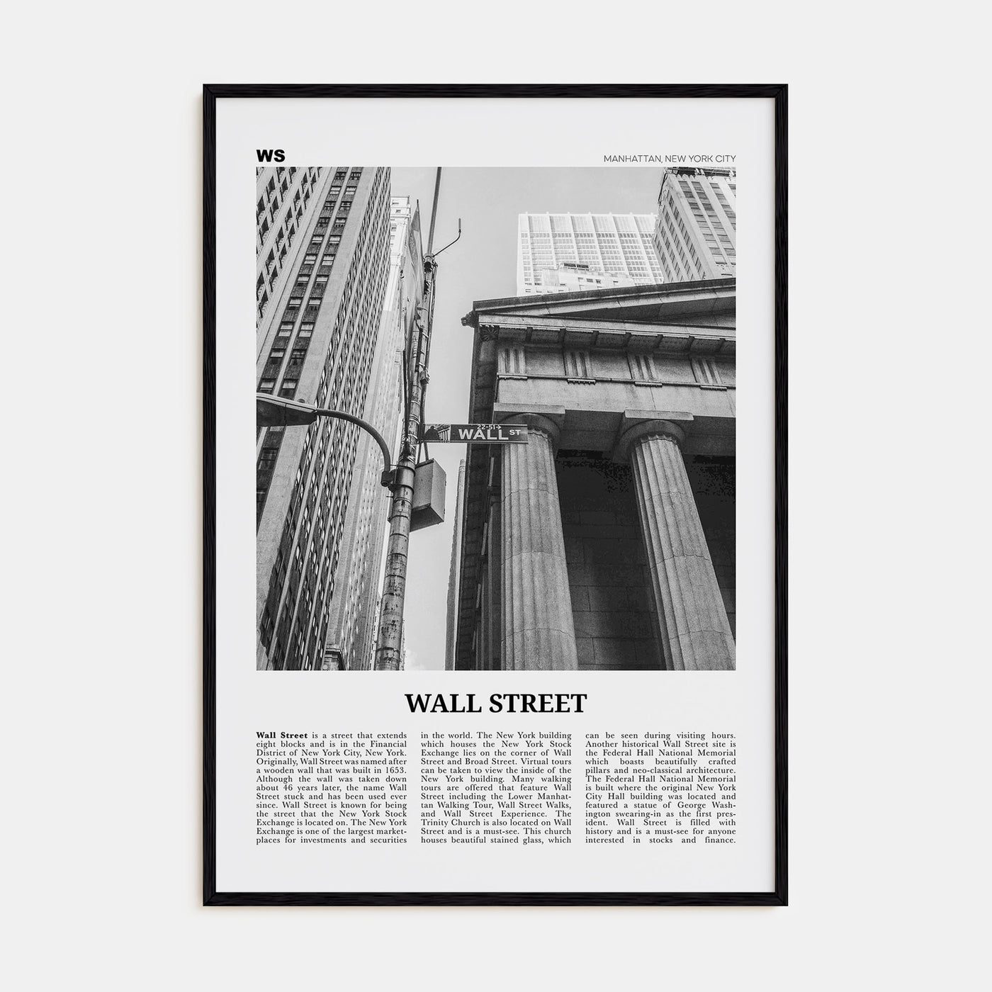 Wall Street Travel B&W Poster