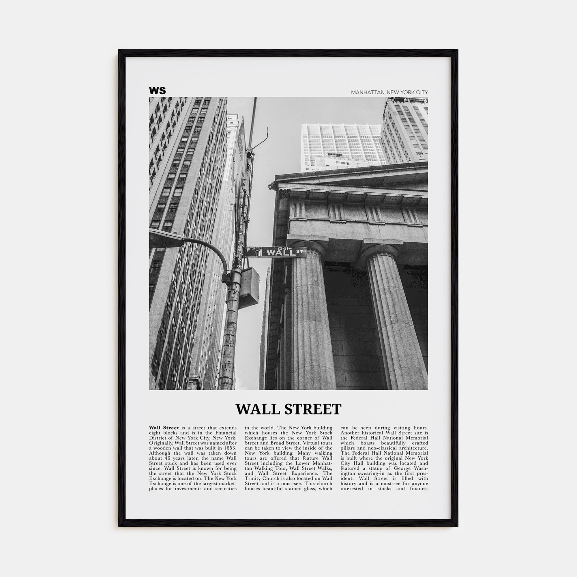 Wall Street Travel B&W Poster