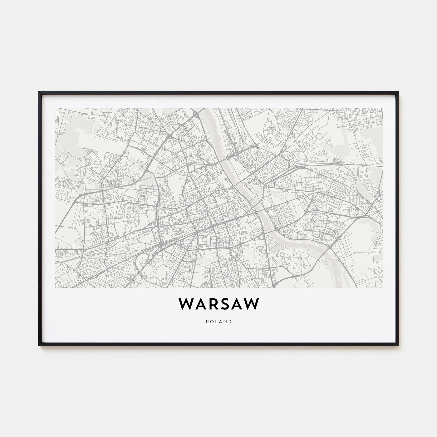 Warsaw Map Landscape Poster