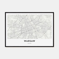 Warsaw Map Landscape Poster
