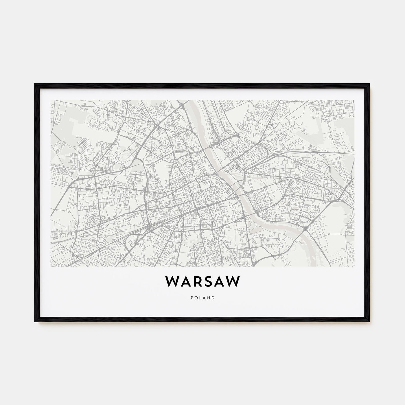 Warsaw Map Landscape Poster