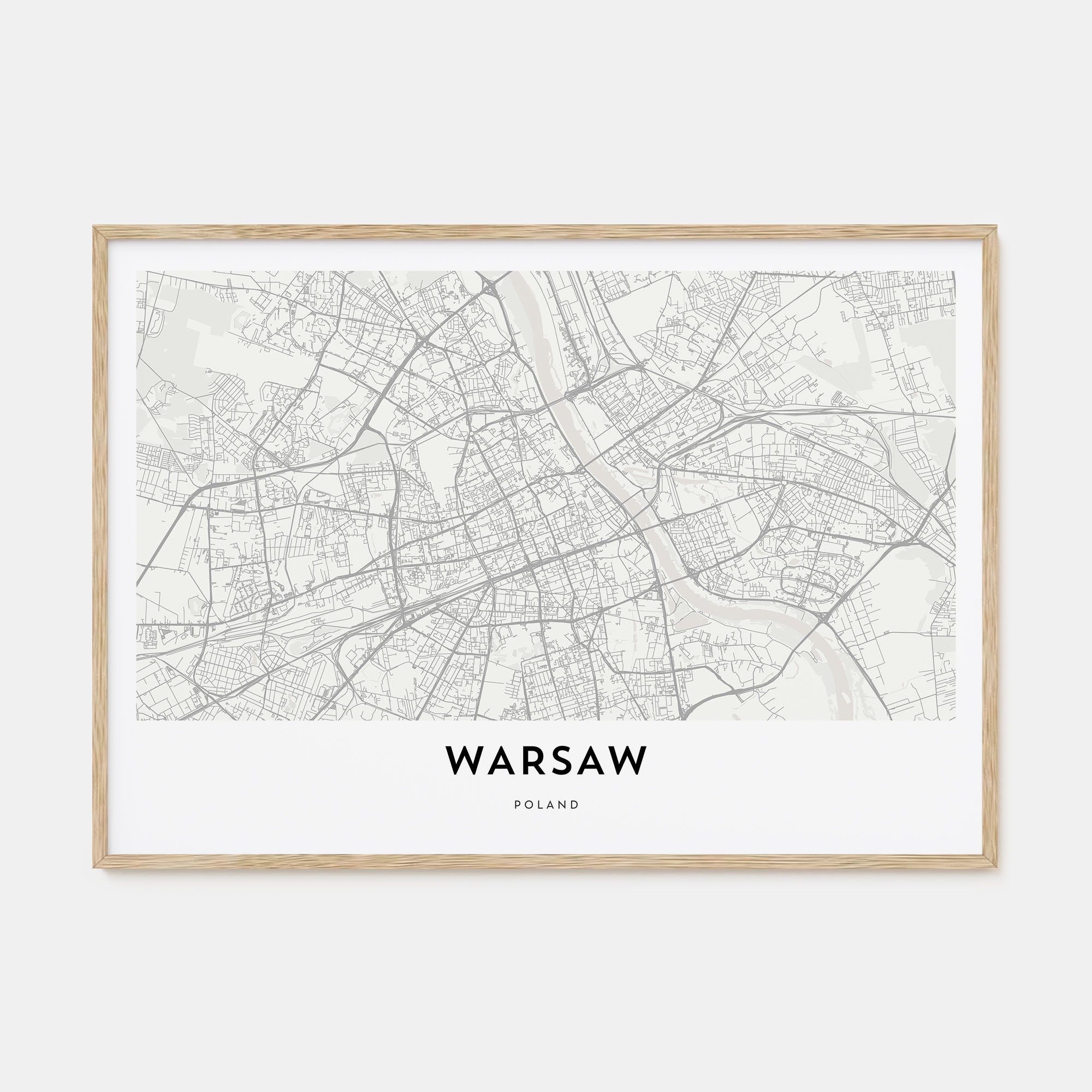 Warsaw Map Landscape Poster