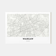 Warsaw Map Landscape Poster