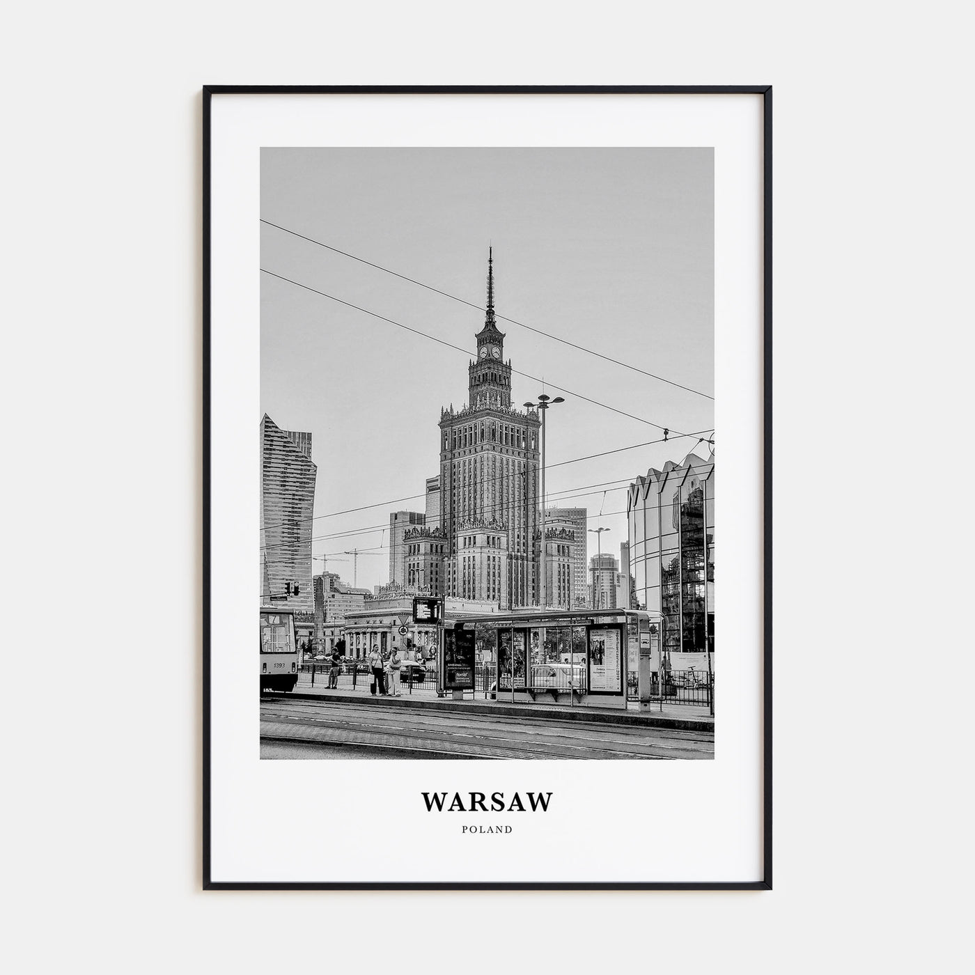 Warsaw Portrait B&W Poster