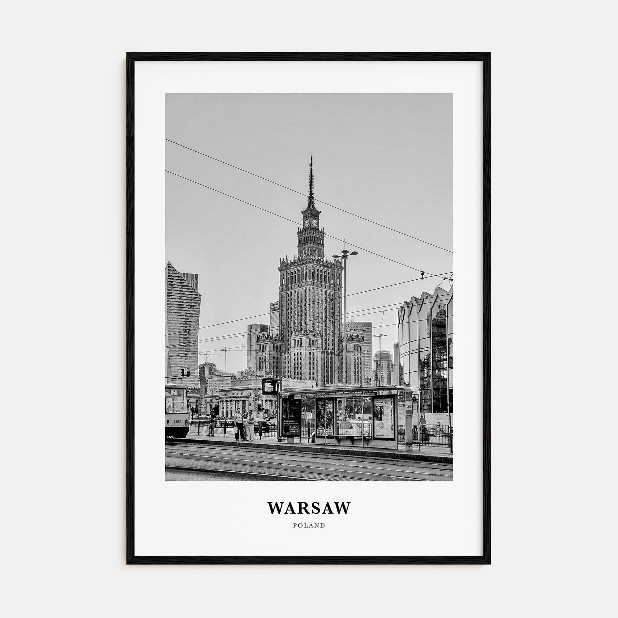 Warsaw Portrait B&W Poster