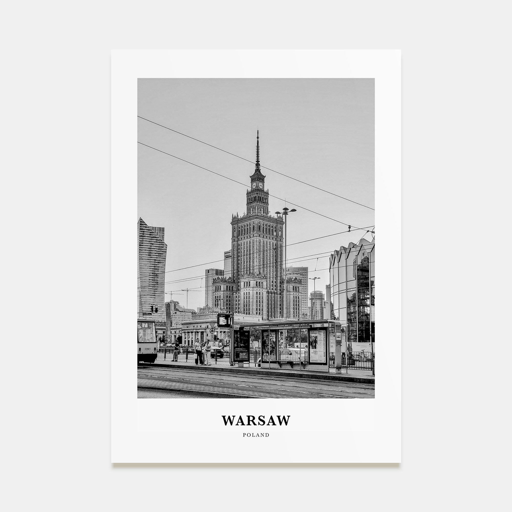 Warsaw Portrait B&W Poster