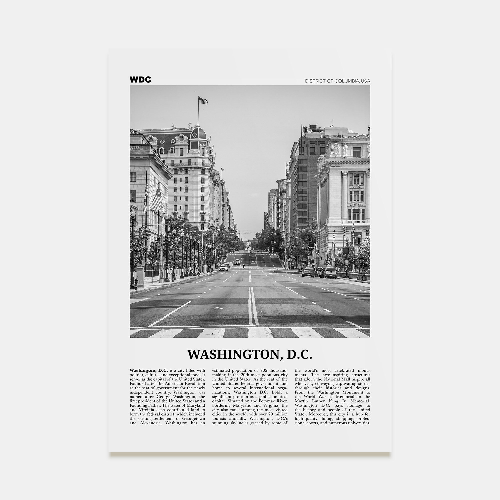 Washington, D.C. Travel B&W No 2 Poster