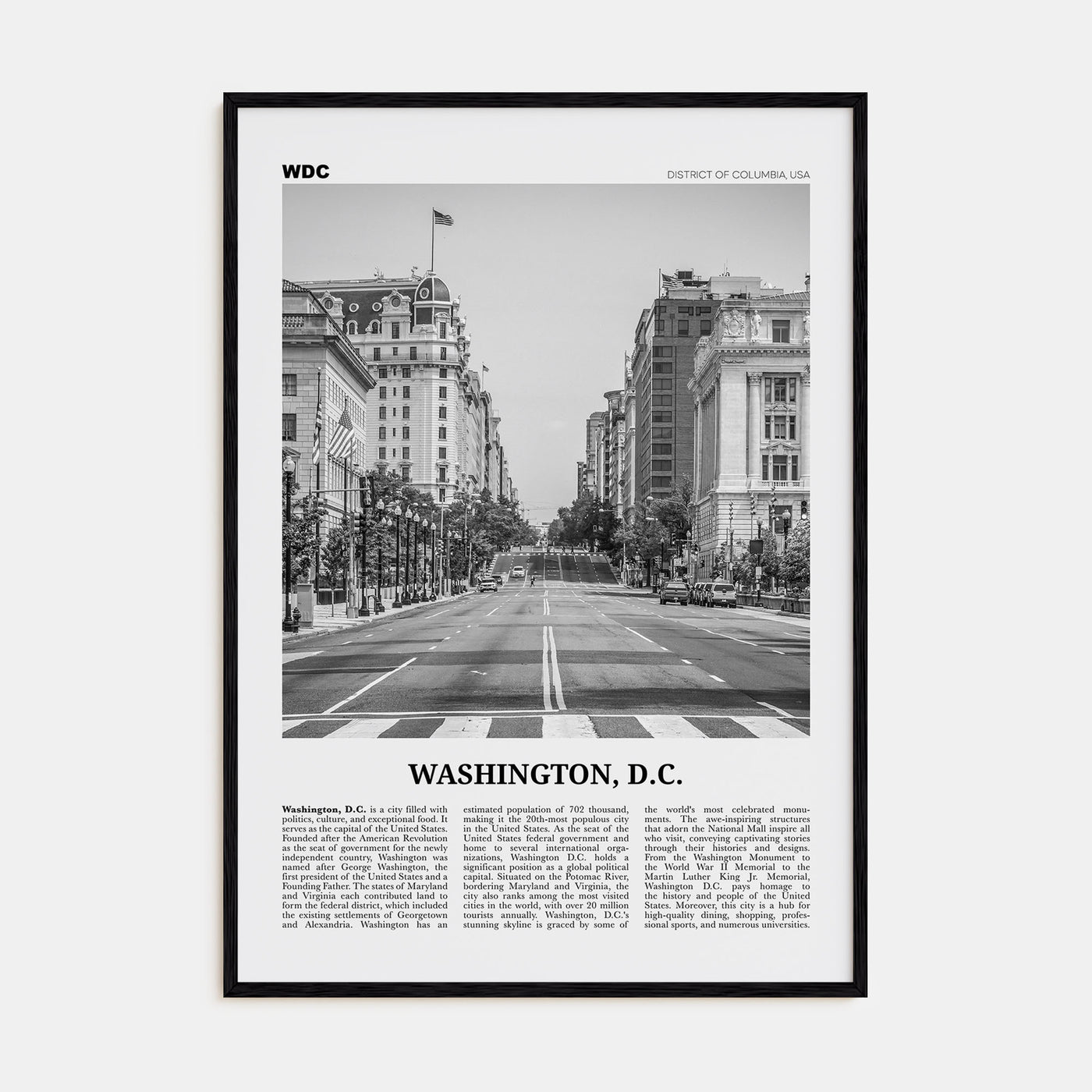 Washington, D.C. Travel B&W No 2 Poster