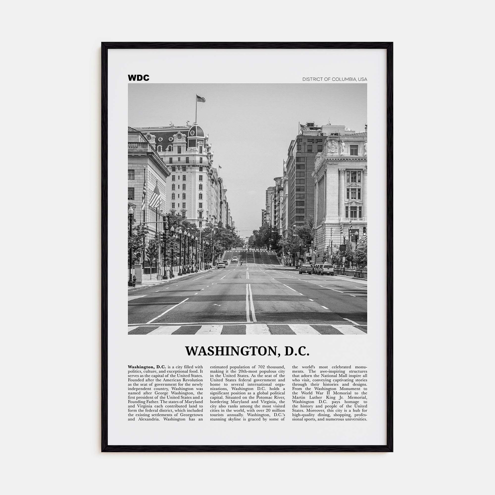 Washington, D.C. Travel B&W No 2 Poster