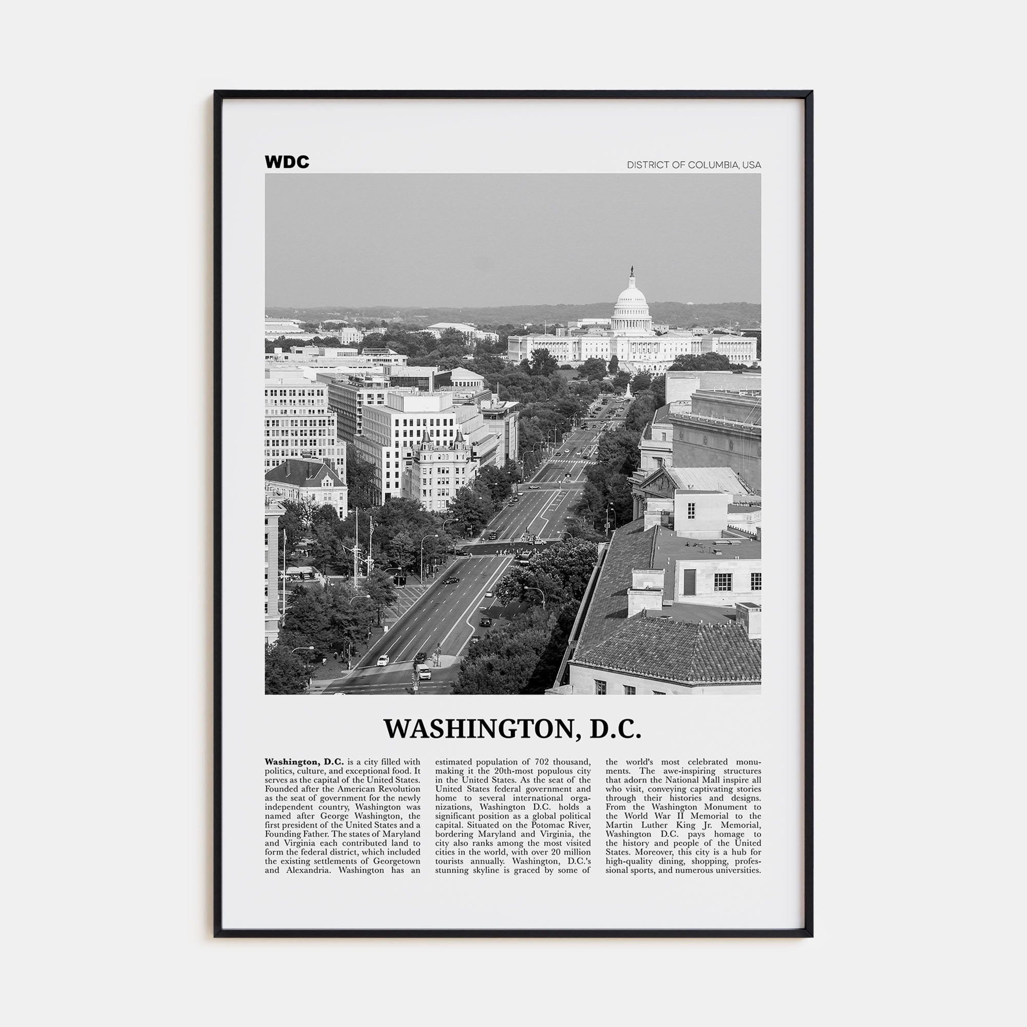 Washington, D.C. Travel B&W No 3 Poster