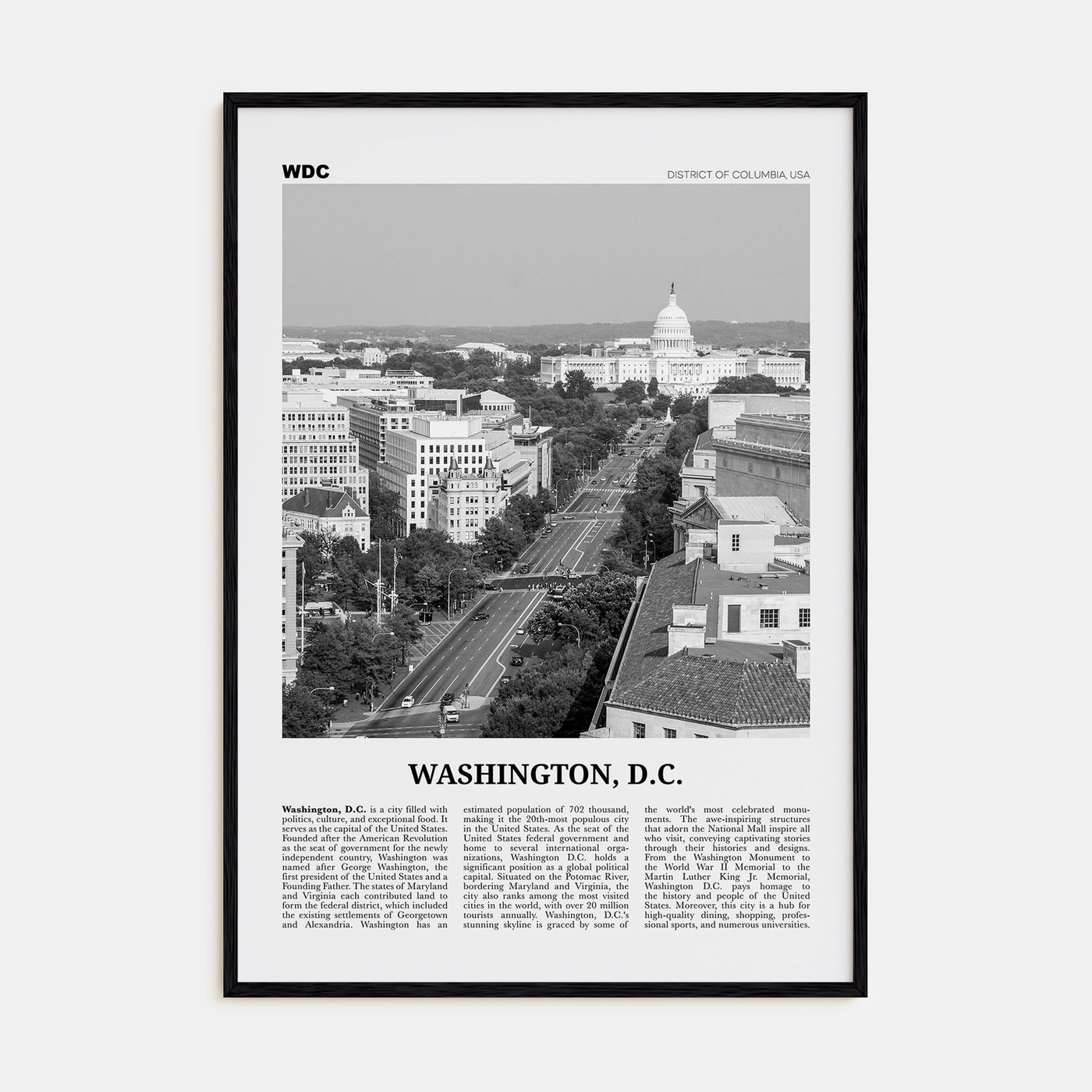 Washington, D.C. Travel B&W No 3 Poster