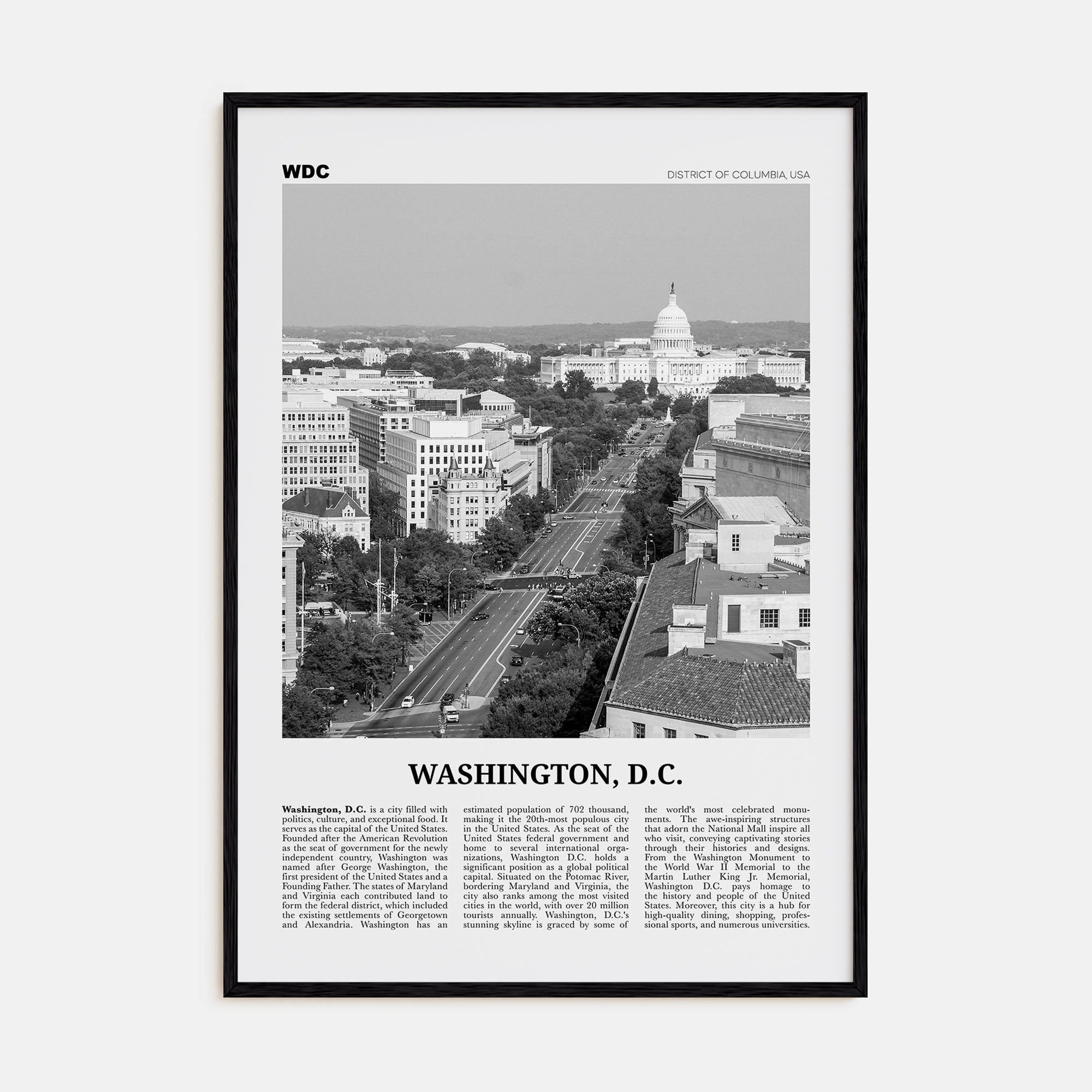 Washington, D.C. Travel B&W No 3 Poster