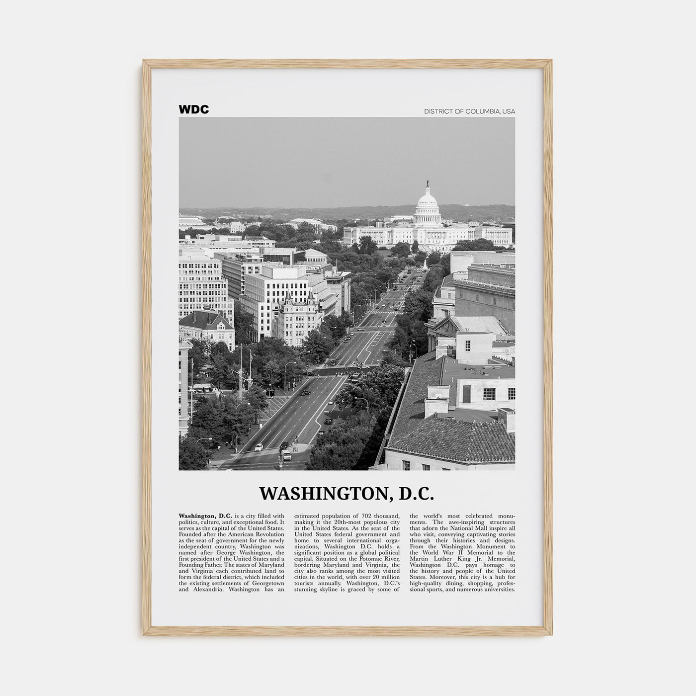 Washington, D.C. Travel B&W No 3 Poster