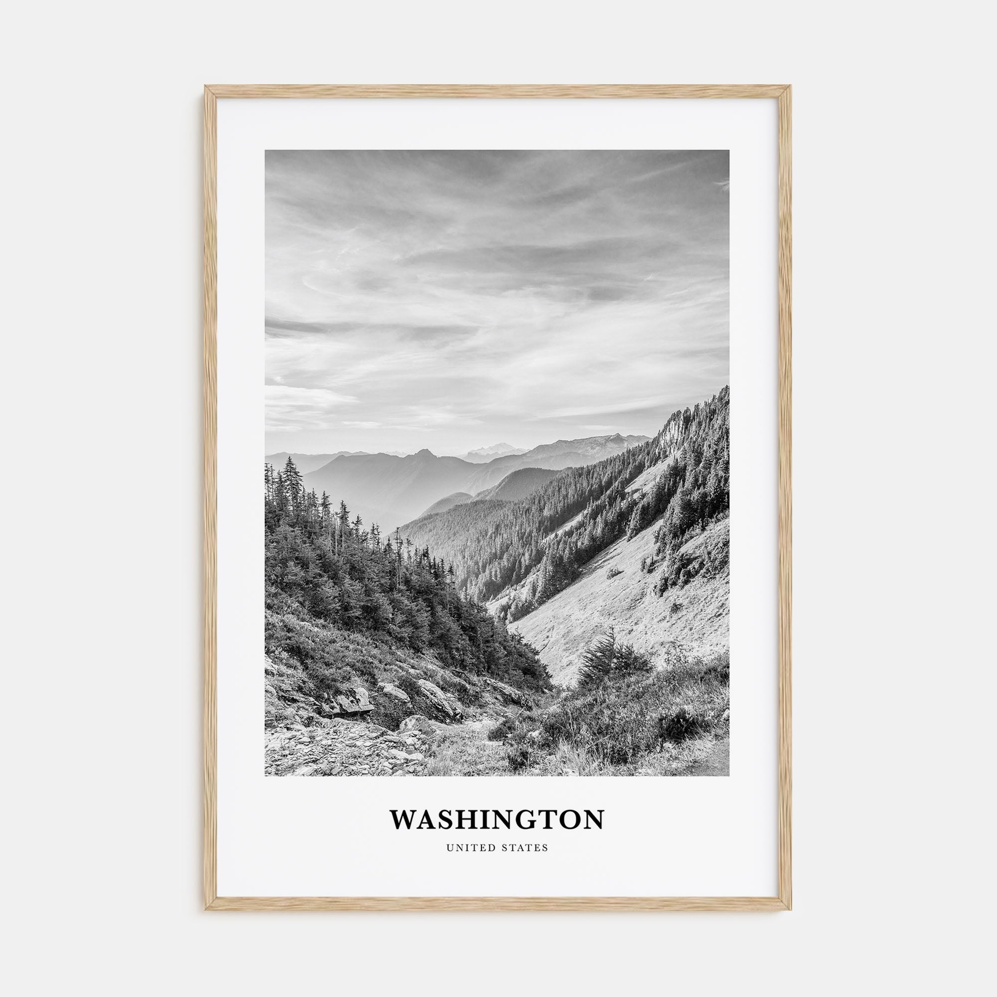 Washington (State) Portrait B&W No 1 Poster