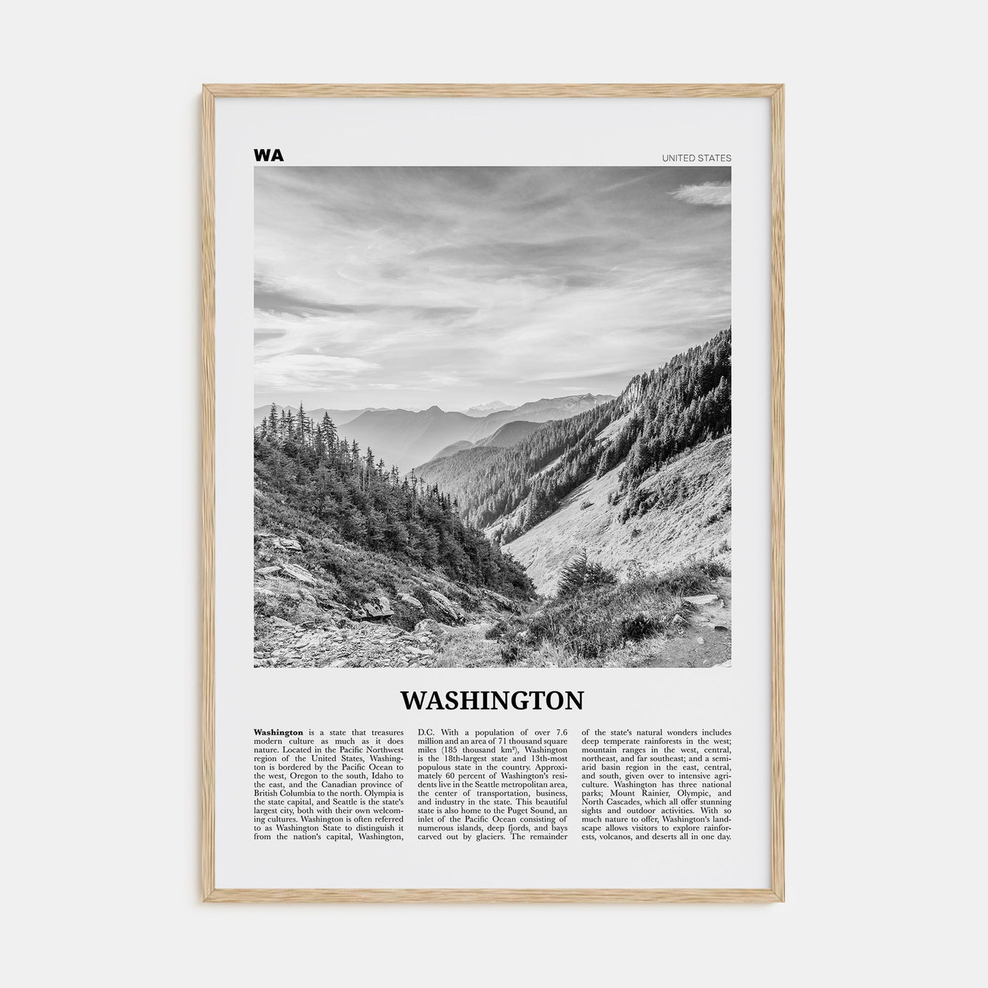 Washington (State) Travel B&W No 2 Poster