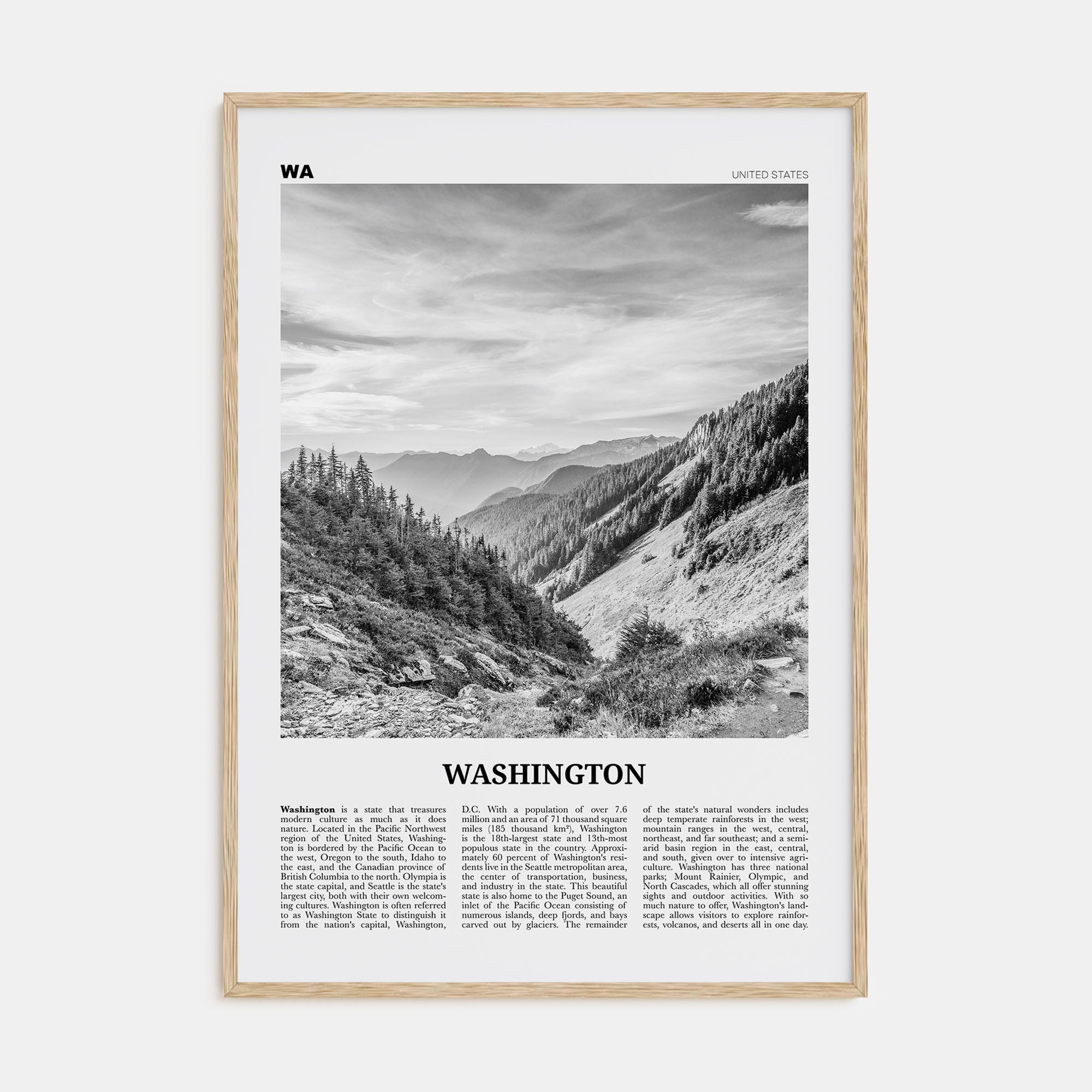 Washington (State) Travel B&W No 2 Poster