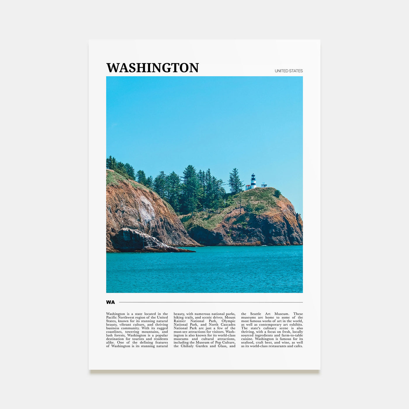 Washington (State) Travel Color Poster