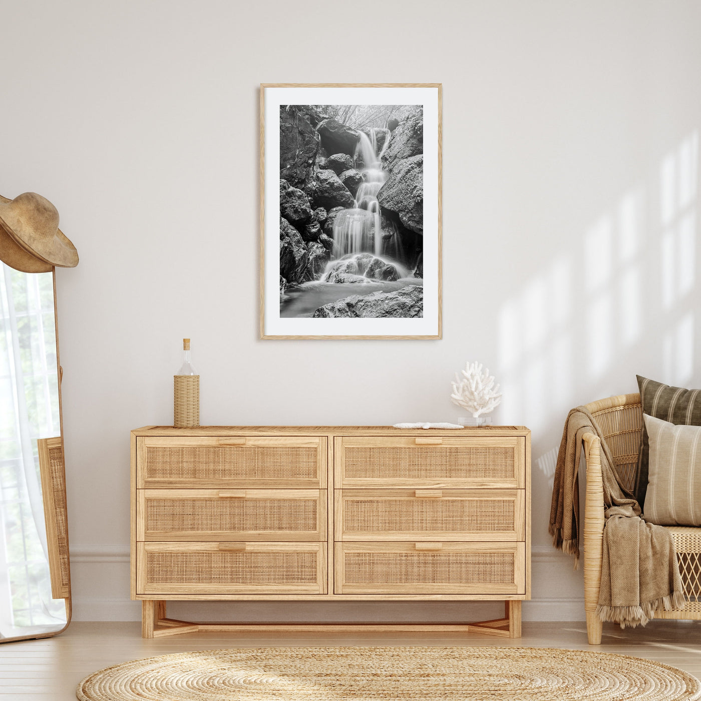 Waterfall Photo B&W No 2 Poster