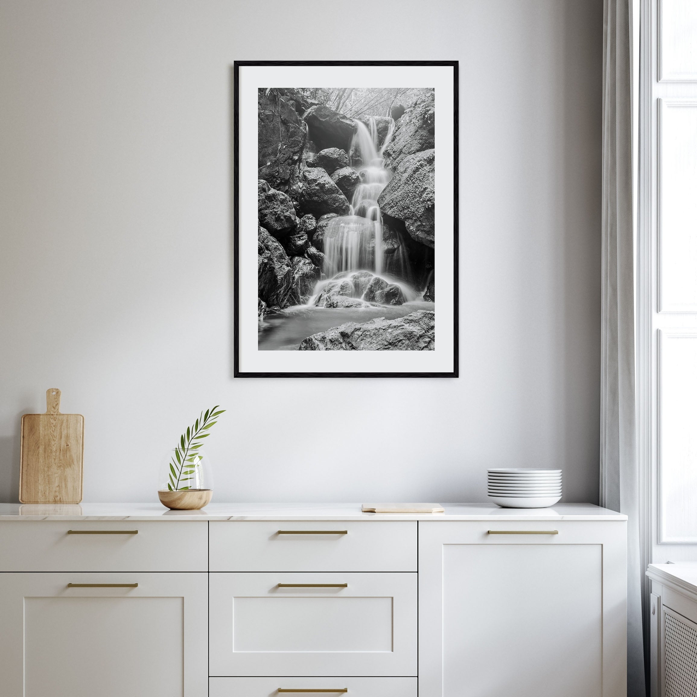 Waterfall Photo B&W No 2 Poster