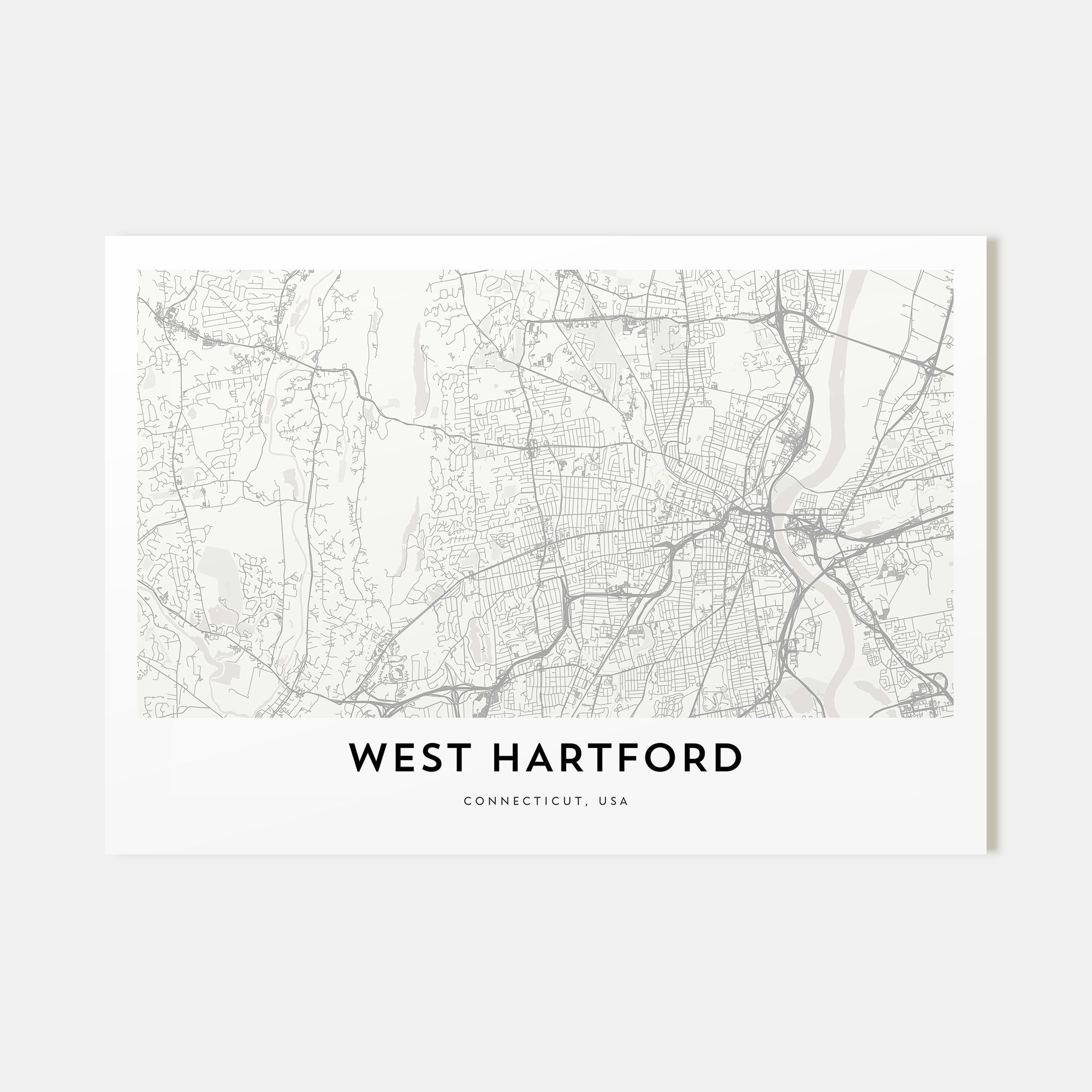 West Hartford Map Landscape Poster