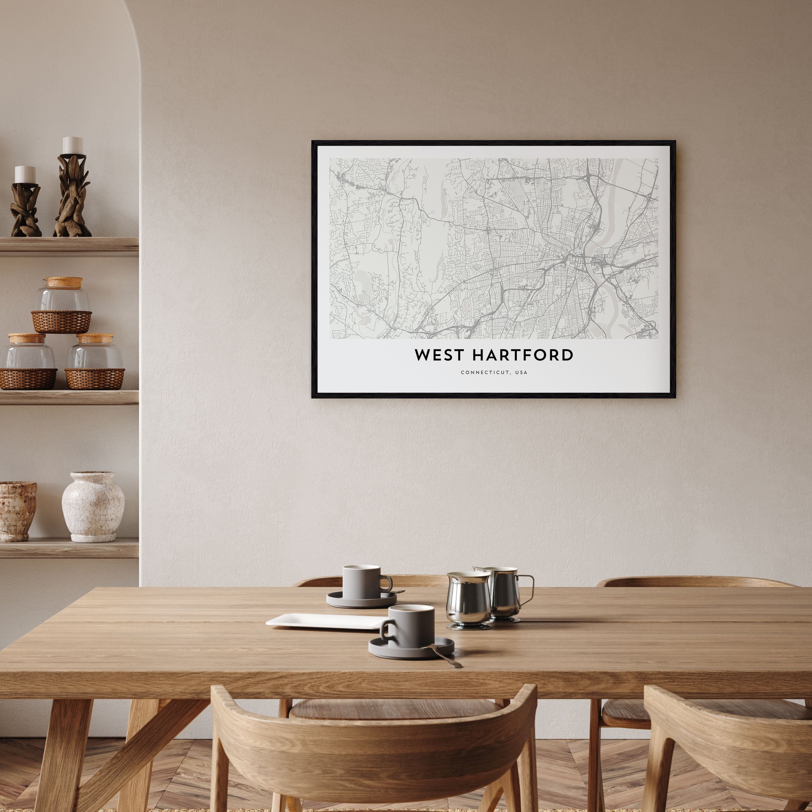 West Hartford Map Landscape Poster
