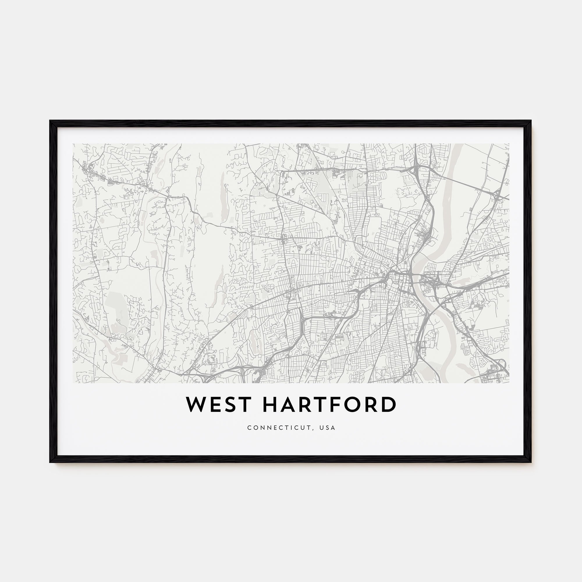 West Hartford Map Landscape Poster