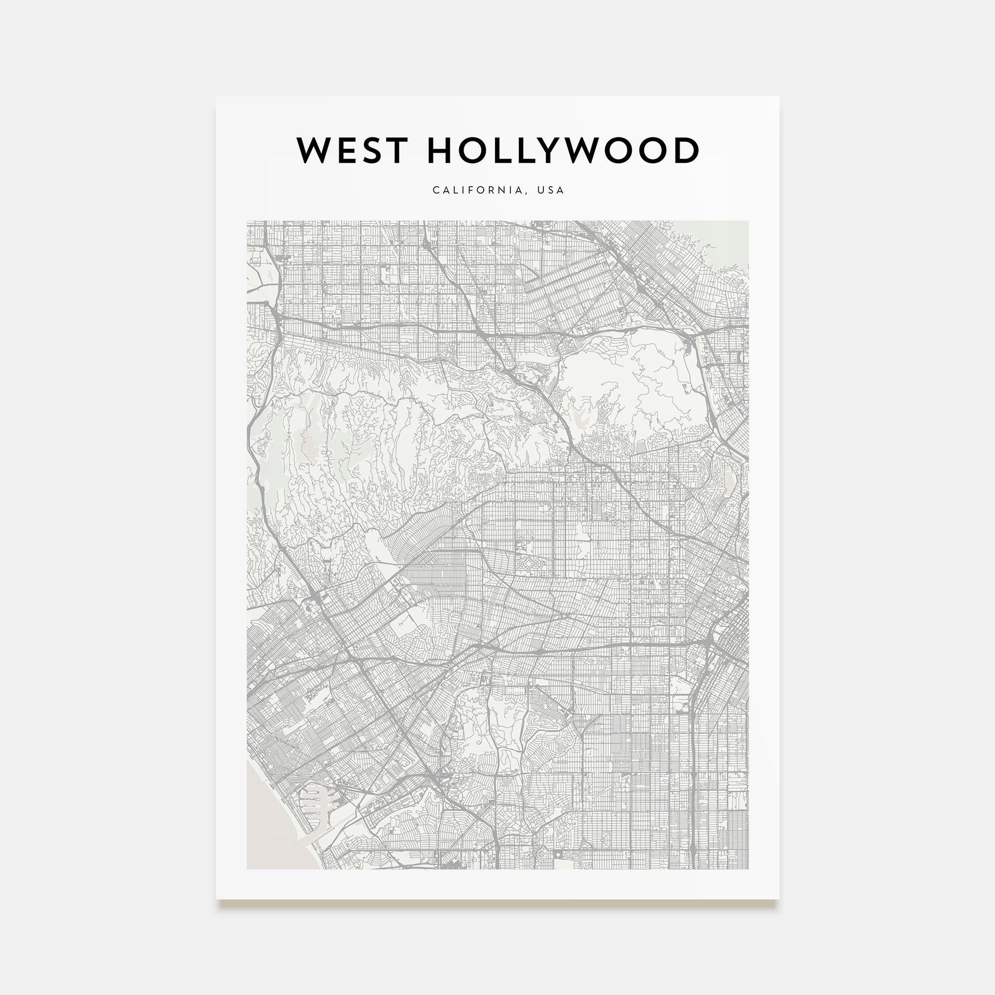 West Hollywood Map Portrait Poster