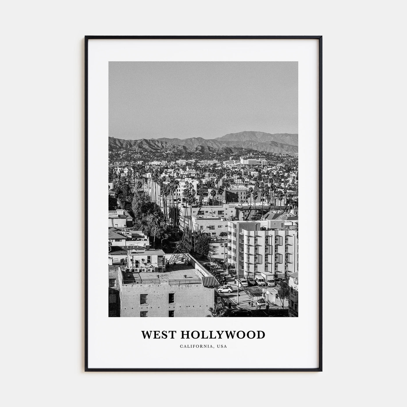 West Hollywood Portrait B&W Poster