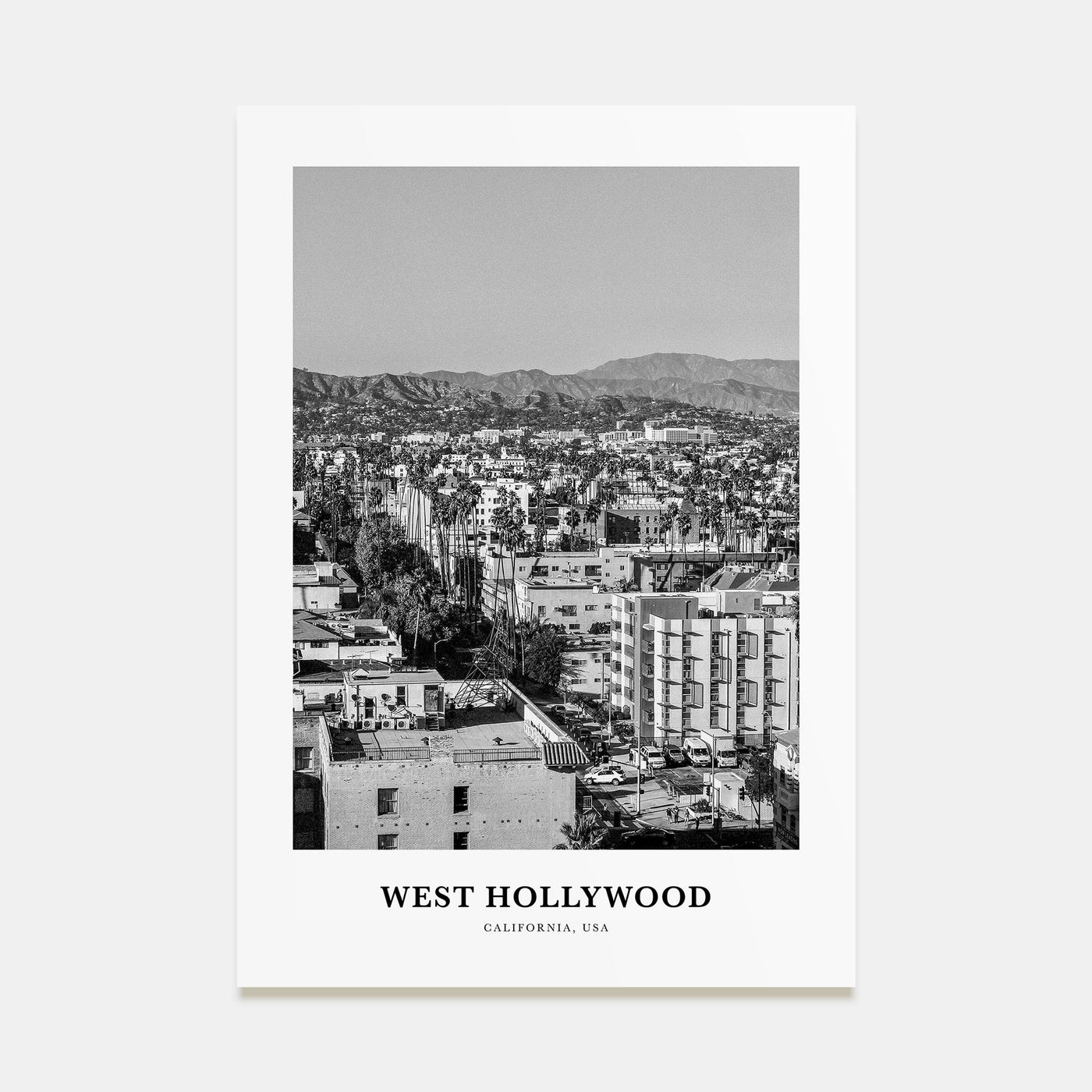 West Hollywood Portrait B&W Poster
