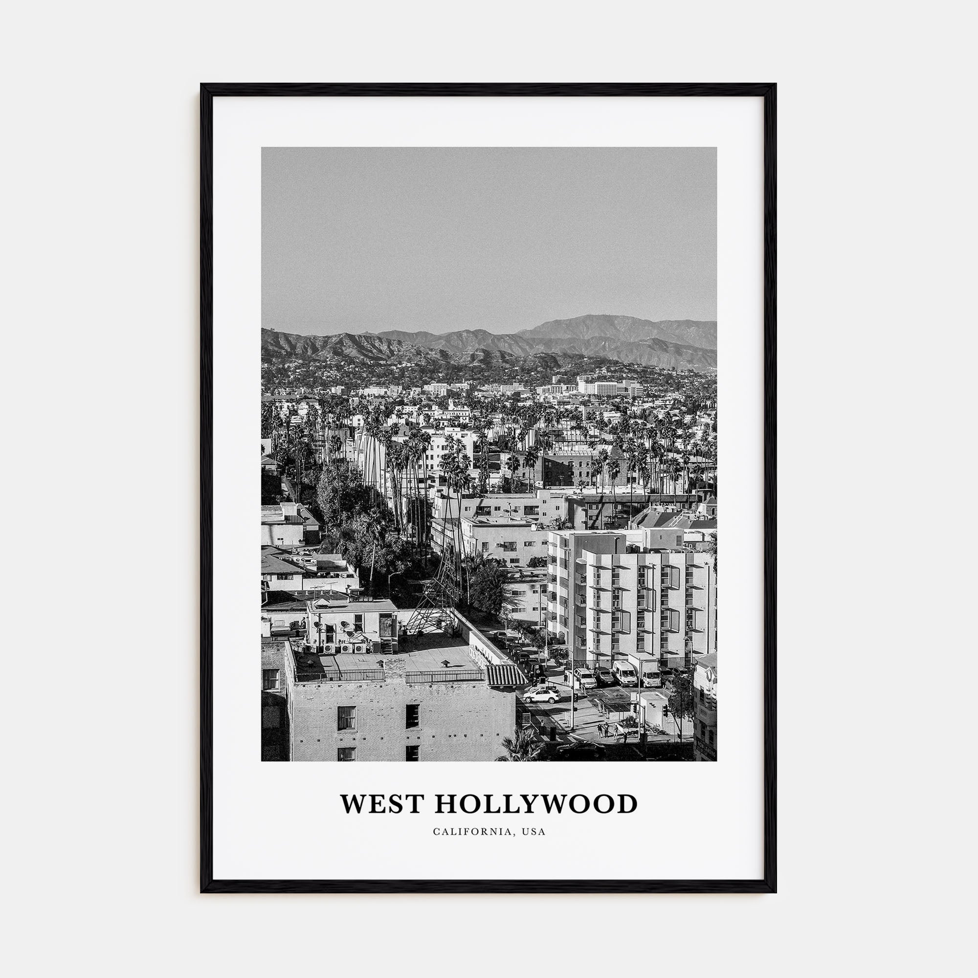 West Hollywood Portrait B&W Poster