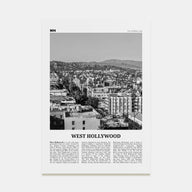 West Hollywood Travel B&W Poster