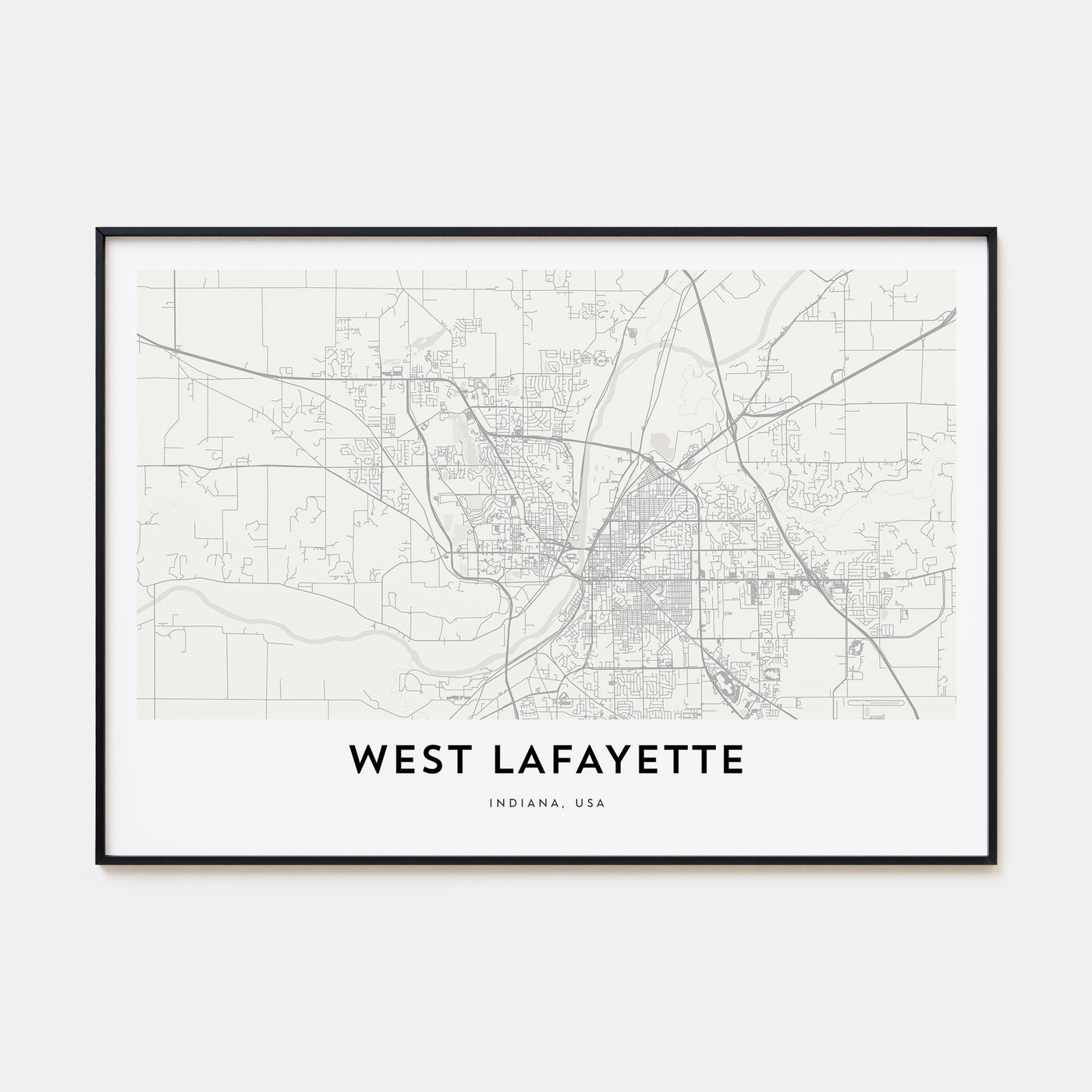 West Lafayette Map Landscape Poster