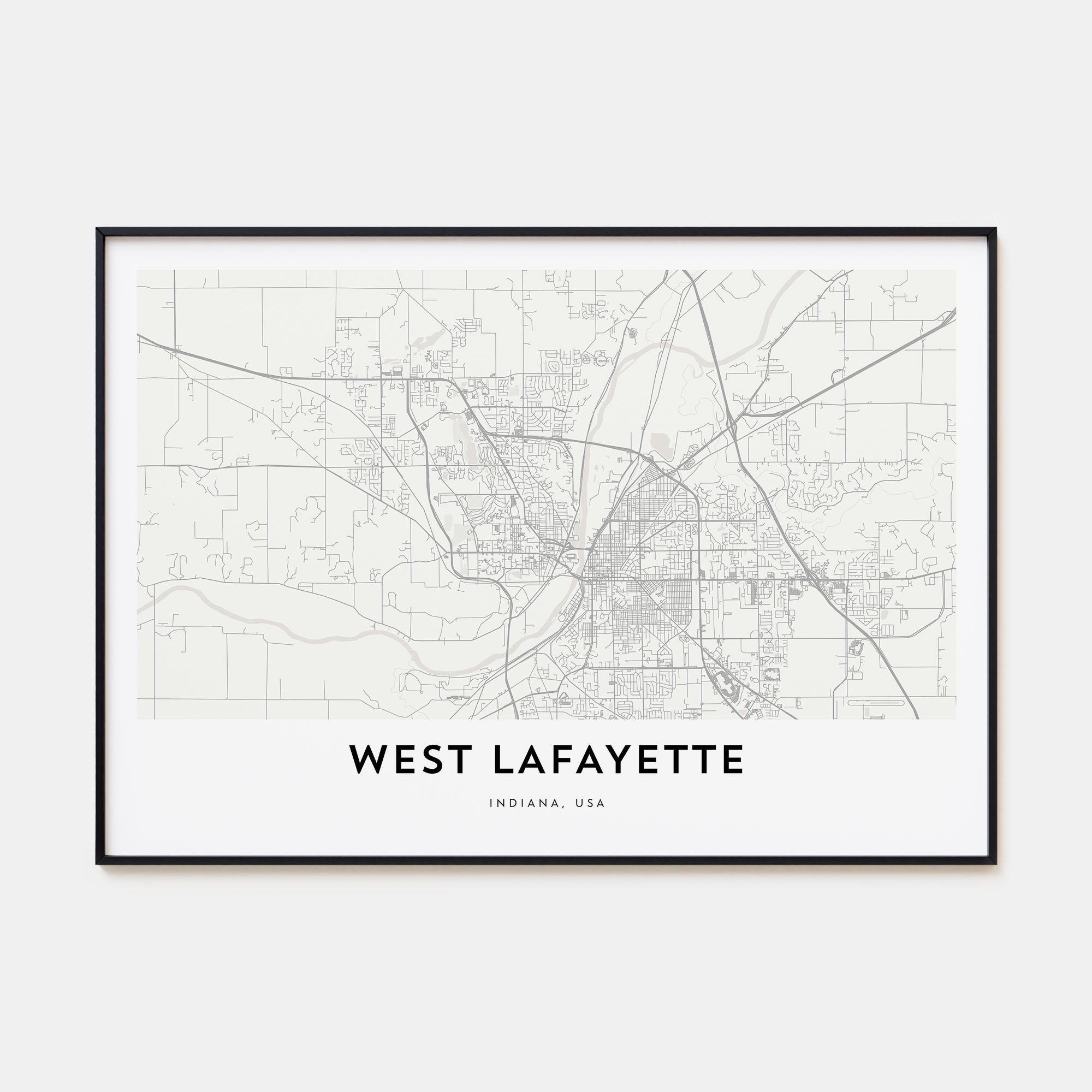 West Lafayette Map Landscape Poster