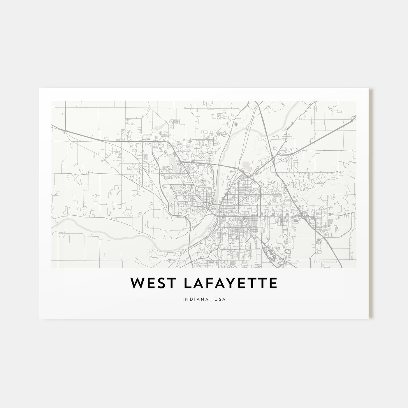 West Lafayette Map Landscape Poster