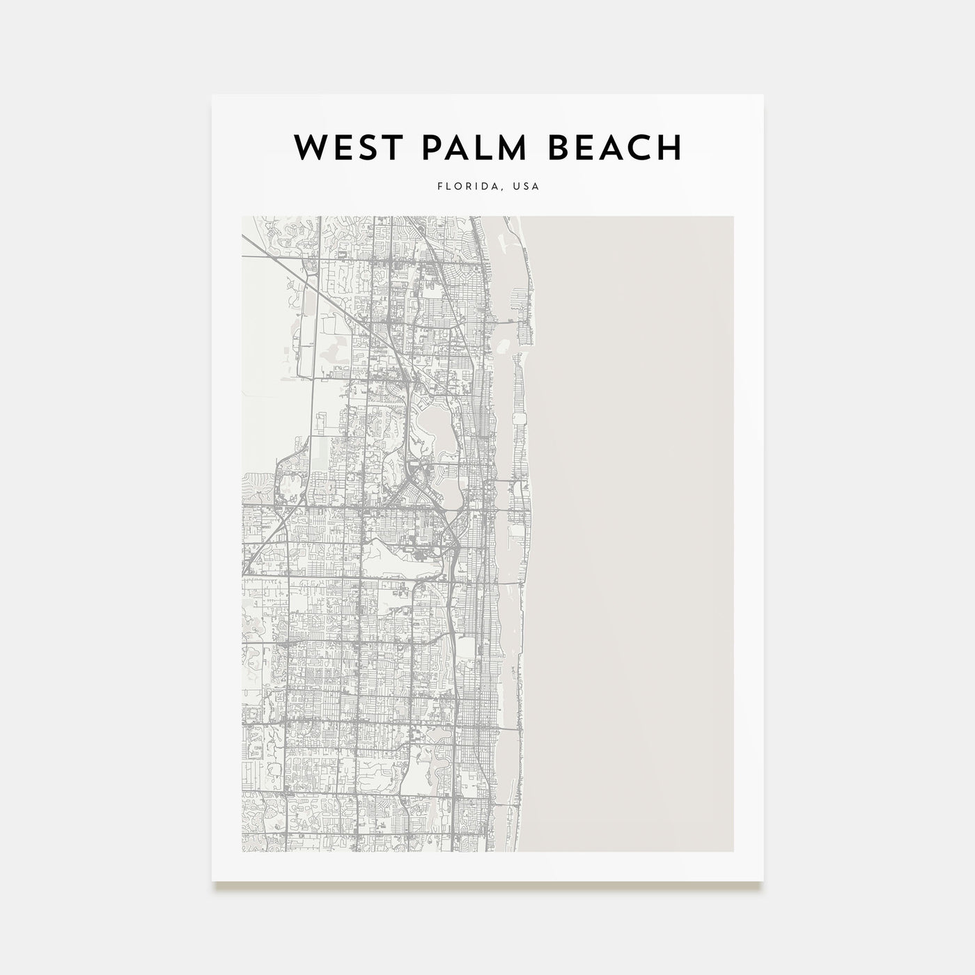 West Palm Beach Map Portrait Poster